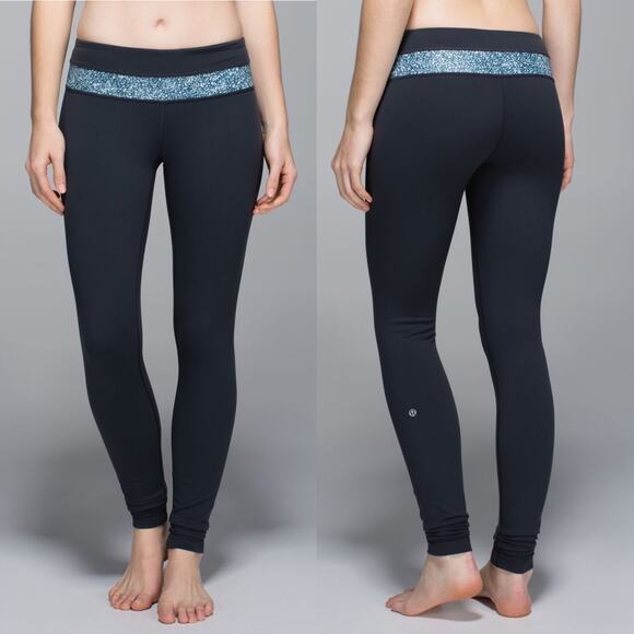 LULULEMON Wunder Under Leggings Pants Reversible Coal Gray Luon Medium Rise - Picture 1 of 15